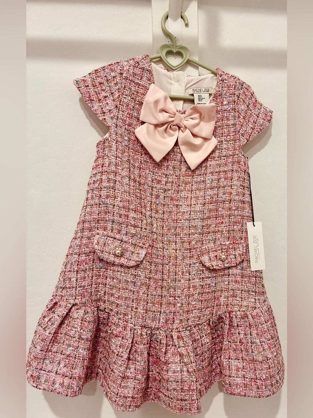 Rachel Zoe Pink Tweed Dress with Blush Bow